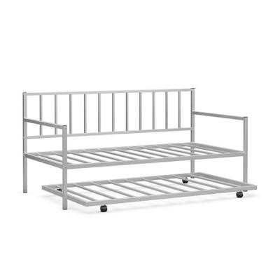 Costway Twin Metal Daybed Sofa Bed Set with Roll O...