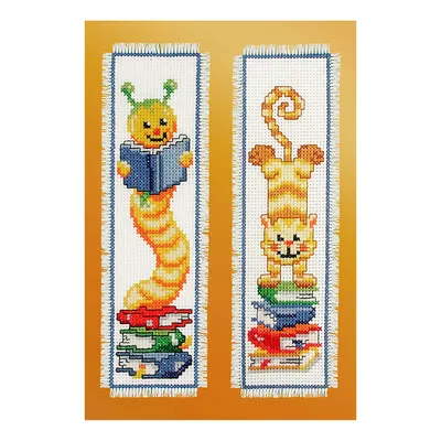 Lesezeichen Bücherwurm/Katze, 2er-Set Image
