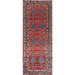 Vegetable Dye Red Geometric Sarouk Persian Wool Runner Rug Handmade - 3'6" x 10'6"