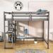 Harriet Bee Full Size Wooden Loft Bed w/ Built-In Desk & Storage Shelves in Gray | 65 H x 58 W x 79 D in | Wayfair 5360F44506E74D8D8DE17253C8E56682