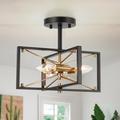 Everly Quinn Marval 3 - Light 13 Unique/Statement Square/Rectangle Semi Flush Mount, Metal | 10.5 H x 13 W x 13 D in | Wayfair