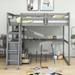 Harriet Bee Twin Size 2 Drawers Wooden Loft Bed w/ Shelves & Built-In Desk in Gray | 65.7 H x 41.8 W x 79.7 D in | Wayfair