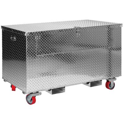 Vestil 36" x 48" Portable Aluminum Tread Plate Toolbox with Fold-Down Door and Fork Pockets APTS-3648-CF-FD