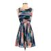 Up by Ultra Pink Casual Dress - A-Line Scoop Neck Sleeveless: Blue Dresses - Women's Size 4