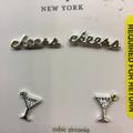 Kate Spade Jewelry | Kate Spade New Silver "Cheers" And Martini Goblet Earrings | Color: Silver | Size: 3/4" And 1/2"