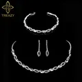 TREAZY – ensemble de bijoux de mariée en cristal Simple pour femmes collier boucles d'oreilles