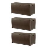 Suncast 73 Gallon Waterproof Resin Wicker Outdoor Patio Storage Deck Box, 3 Pack - 3 Pack