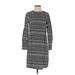H&M Casual Dress - Shift: Black Stripes Dresses - Women's Size 2