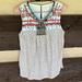 Anthropologie Tops | Anthropologie Meadow Rue Xs Embroidered Boho Tank Top Blouse Cotton Ethnic Gold | Color: Red/Tan | Size: Xs