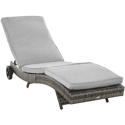 Outsunny - Polyrattan Sonnenliege Gartenliege mit Kissen 5-stufig verstellbar Rattanliege Image