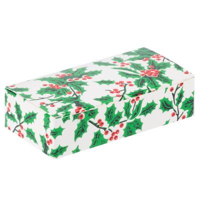 Simplex 4 1/2" x 2 5/16" x 1 1/8" 1-Piece 1/4 lb. Holly / Holiday Candy Box - 250/Case