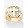 Men's Big & Tall Men'S Yellow Gold-Plated Round Genuine Diamond Cross Ring (1/5 Cttw) by PalmBeach Jewelry in Gold (Size 9)