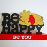 Disney Wall Decor | Disney Winnie The Pooh "Be Happy" Metal Table Decoration Home Decor Wall Nursery | Color: Black/Red | Size: 9"(W) X 5.75"(H) Inches (22.86 X 14.61cm)