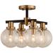 Cameo 16" Wide Matte Black and Brass 4-Light Ceiling Light