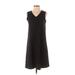 Women With Control Casual Dress - A-Line V Neck Sleeveless: Black Solid Dresses - Size X-Small