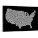 Ebern Designs Francy 'United States Cities Map' by Abarca Textual Art Canvas in White | 8 H x 12 W x 1.5 D in | Wayfair