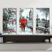 Red Barrel Studio® London Romance - 3 Piece Wrapped Canvas Painting Print Set Canvas in Gray/Red | 20 H x 30 W x 1 D in | Wayfair