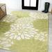 Green 91 x 63 x 0.19 in Area Rug - Red Barrel Studio® Zinnia Modern Floral Textured Weave Indoor/Outdoor/Cream Rug | 91 H x 63 W x 0.19 D in | Wayfair