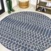 Blue/Navy 63 x 63 x 0.19 in Area Rug - Dakota Fields Krystina Moroccan Geometric Textured Weave Indoor/Outdoor Navy/Beige Rug | Wayfair