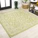 Green/White 63 x 63 x 0.19 in Area Rug - Canora Grey Demians Bohemian Textured Weave Floral Indoor/Outdoor Rug | 63 H x 63 W x 0.19 D in | Wayfair