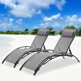 Arlmont & Co. 2pcs Set Chaise Lounges Outdoor Lounge Chair Lounger Recliner Chair For Patio Lawn Beach Pool Side Sunbathing Metal | Wayfair