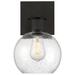 Everly Quinn Port Nine 1 - Light Dimmable Armed Sconce Glass/Metal in Black | 12.25 H x 7.5 W x 9.25 D in | Wayfair