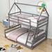 Harper Orchard Twin Over Full Wooden House Bunk Bed in Gray | 75 H x 57 W x 79 D in | Wayfair 1DAF6F7728CA4CEFA5F2A99D21A0569D