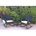 Windsor Black Wicker Rocker Chair and End Table Set with Chair Cushion