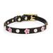 Black/Pink Flower Dog Collar, X-Small/Small, Black / Pink