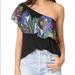 Free People Tops | Free People Annka Bubble One-Shoulder Top Nwt | Color: Black/Purple | Size: M