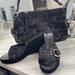 Coach Shoes | Bundle Deal! Black Coach Wedge Heels + Matching Purse | Color: Black/Silver | Size: 9.5