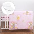 5 Piece Bedding Set Duvet Pillow with Covers & Cotton Sheet for 140x70 cm Baby Cot Bed (Ladders Pink)
