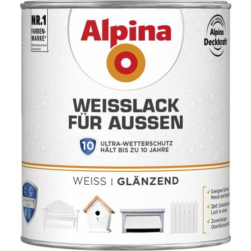 Weißlack für Außen 750 ml glänzend Lack Acryllack Holzlack - Alpina