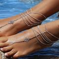 Free People Jewelry | 2 Pcs Multi Chain Beach Tassels Anklet | Color: Silver | Size: Os