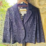 Anthropologie Jackets & Coats | Euc Tabitha Floral Lace Jacket 2 | Color: Blue | Size: 2