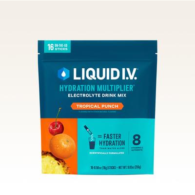 Liquid I.V. Tropical Punch Powdered Hydration Multiplier® (64 Pack) - Powdered Electrolyte Drink Mix Packets