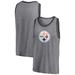 Men's Fanatics Branded Heathered Gray/Heathered Charcoal Pittsburgh Steelers Famous Tri-Blend Tank Top