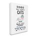 Stupell Industries Dogs Have Owners Cats Have Staff Funny Feline Phrase by Deb Strain - Graphic Art Canvas in Black/Blue/Red | Wayfair