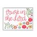 Stupell Industries Trust the Lord Religious Calligraphy Cute Florals by Stephanie Dicks - Textual Art Canvas in Green/Red/Yellow | Wayfair