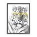 Stupell Industries Monochrome Tiger Portrait Wearing Yellow Glasses Design by Annalisa Latella - Graphic Art Wood in Brown | Wayfair