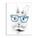 Stupell Industries Monochrome Bunny Rabbit Blue Glasses Portrait Design by Annalisa Latella - Graphic Art Wood in Brown | Wayfair al-267_wd_10x15