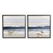 Stupell Industries Birds on Beach Shore Ocean Waves Blue Sky Landscape by Sally Swatland - 2 Piece Painting Set Canvas in Blue/Brown | Wayfair