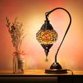 Bungalow Rose Turkish Moroccan Lamp w/ Bronze Base Decorative 3 Color Options Handmade Swan Neck Tiffany Mosaic Glass Bedside Lamp For Bedroom Metal/Crystal | Wayfair