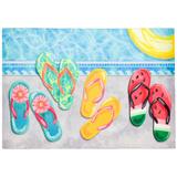 "Liora Manne Illusions Poolside Flip Flops Indoor/Outdoor Mat Multi 1'11"" x 2'11"" - Trans Ocean ILU23337244"