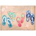 "Liora Manne Illusions Beachside Flip Flops Indoor/Outdoor Mat Sand 1'11"" x 4'11"" - Trans Ocean ILUR5337112"