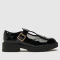 schuh Wide Fit luca patent tbar flat shoes in black