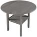 Round Counter Height Kitchen Dining Table with Drop Leaf and One Shelf for Small Places, Gray