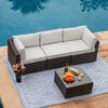 COSIEST 4-Piece Outdoor Furniture Set Brown Wicker Sectional Sofa