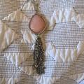 Anthropologie Jewelry | Anthropologie Rose Quartz-Esque Long Necklace With Metal Tassel | Color: Pink | Size: Os