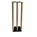 Maxx Cricket Stumps Wooden Spring Return & Bails Natural Metal Base Full Size wicket